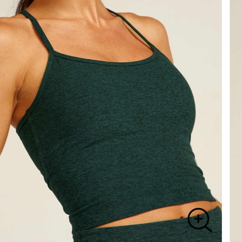 Beyond Yoga Spacedye Slim Racerback Cropped Tank - size Small in Midnight Green